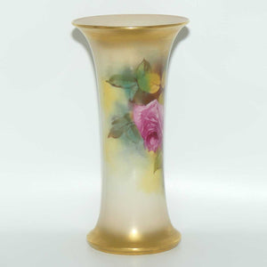 Royal Worcester hand painted Roses G923 trumpet vase (Blake)