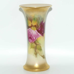 Royal Worcester hand painted Roses G923 trumpet vase (Blake)