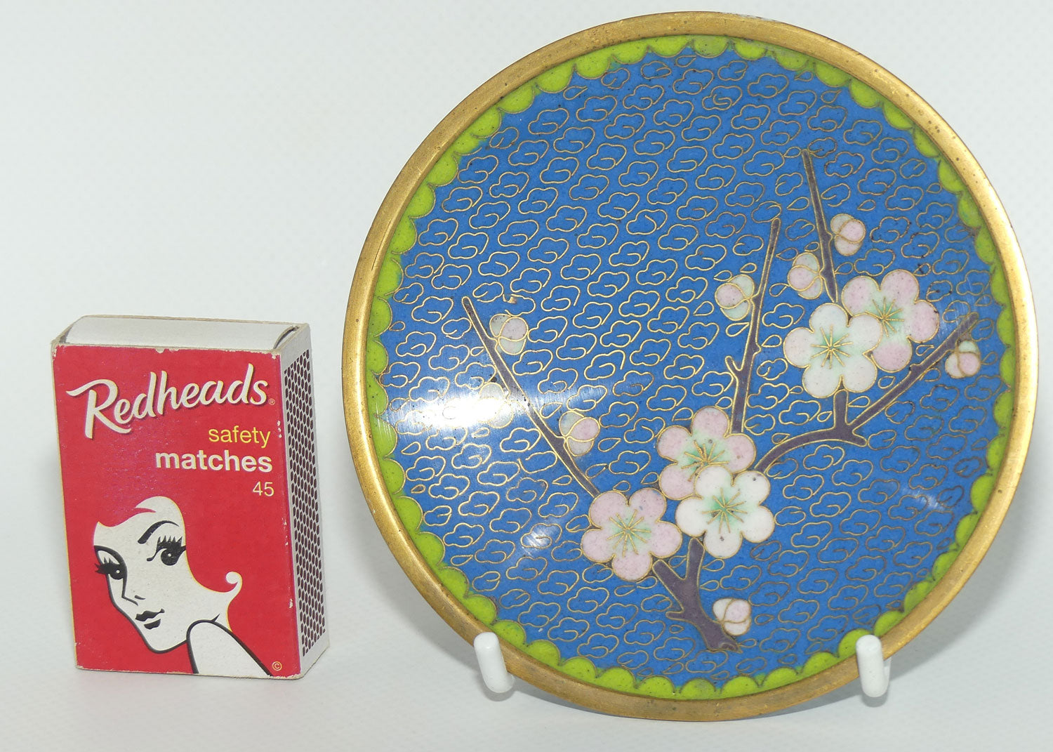 Cloisonne Pin Dish | Blue Ground | Apple Blossom motif