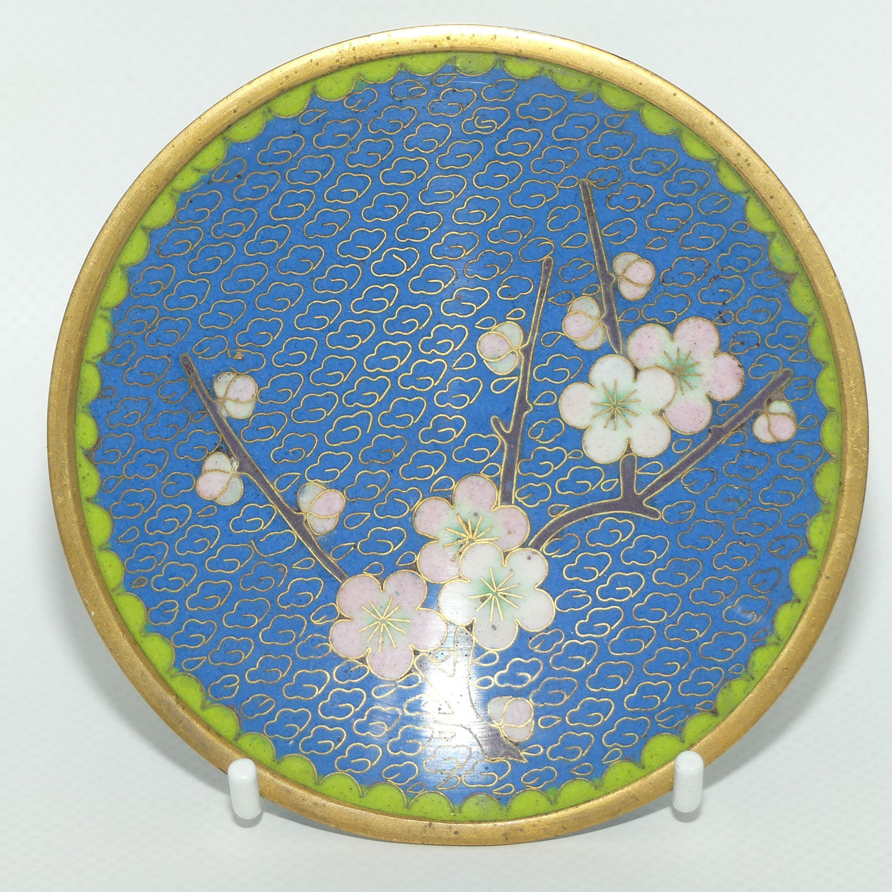 Cloisonne Pin Dish | Blue Ground | Apple Blossom motif
