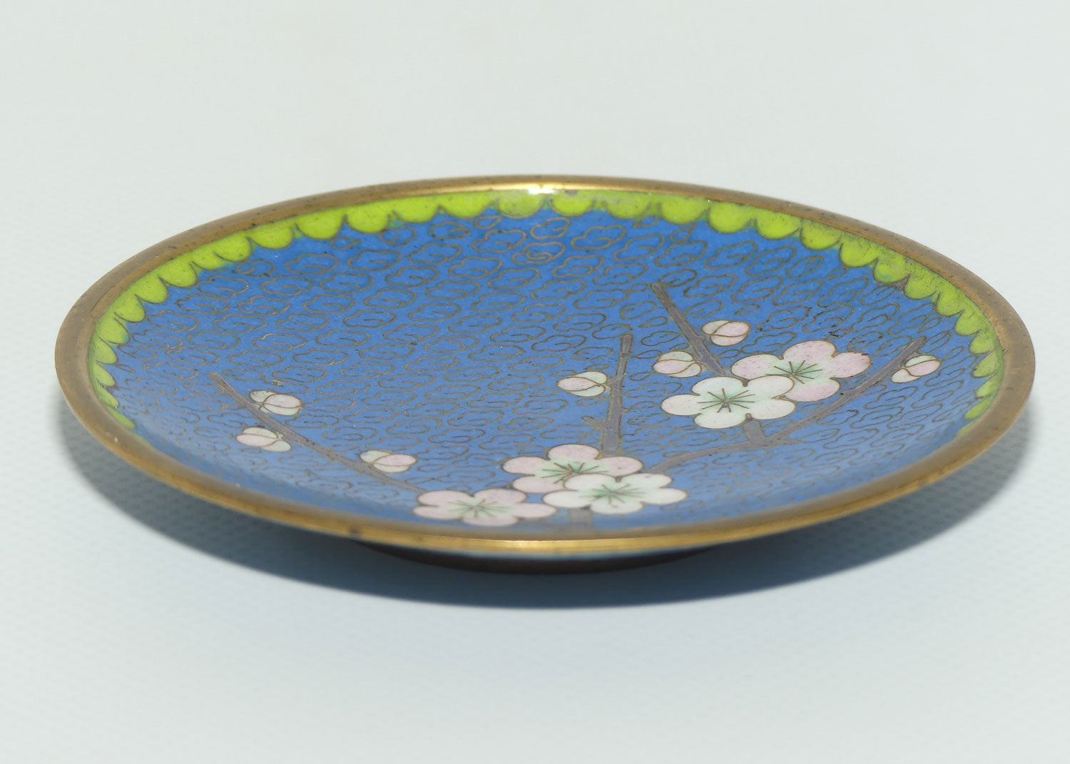 Cloisonne Pin Dish | Blue Ground | Apple Blossom motif