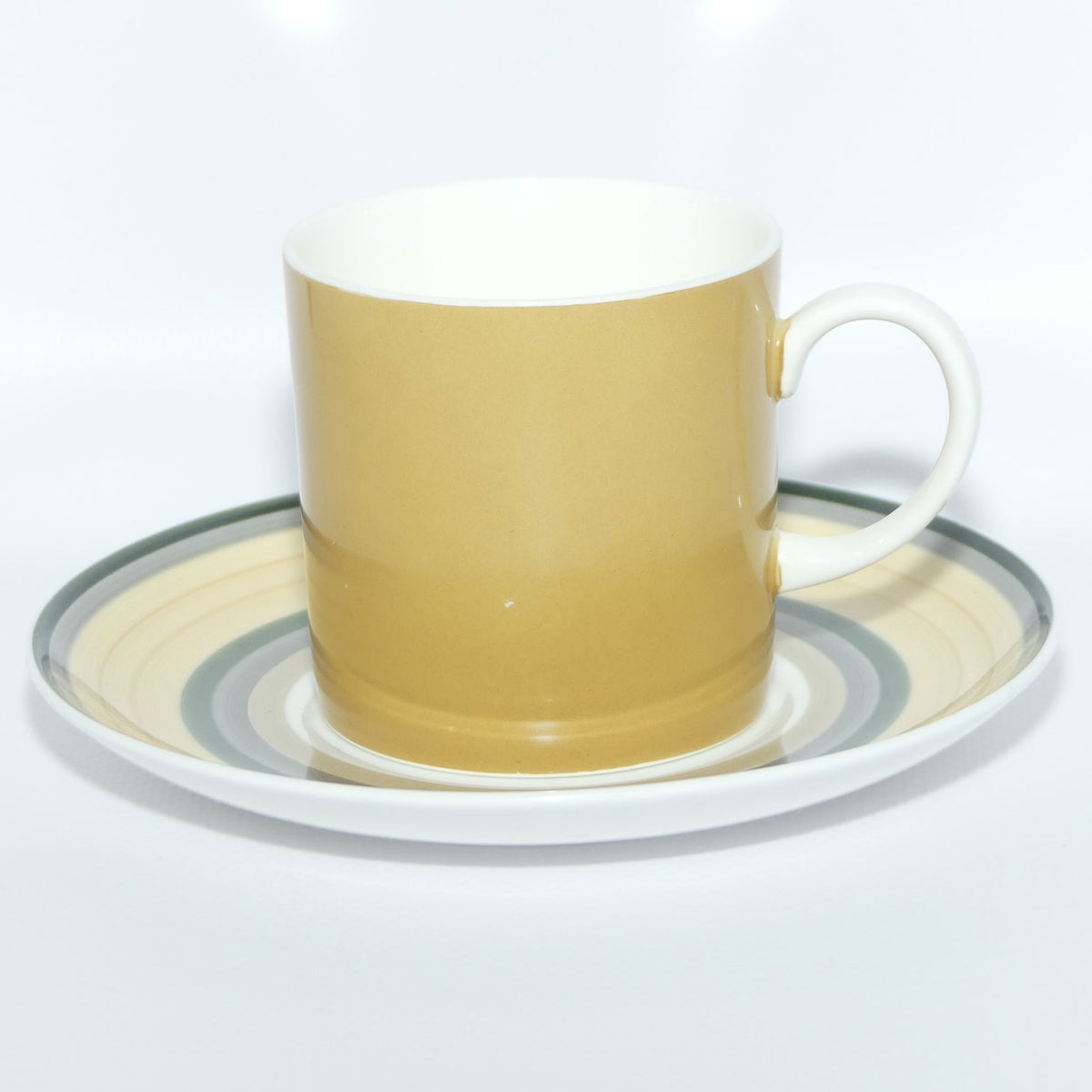 Susie Cooper Gay Stripes series | C2141 Old Gold demi tasse duo