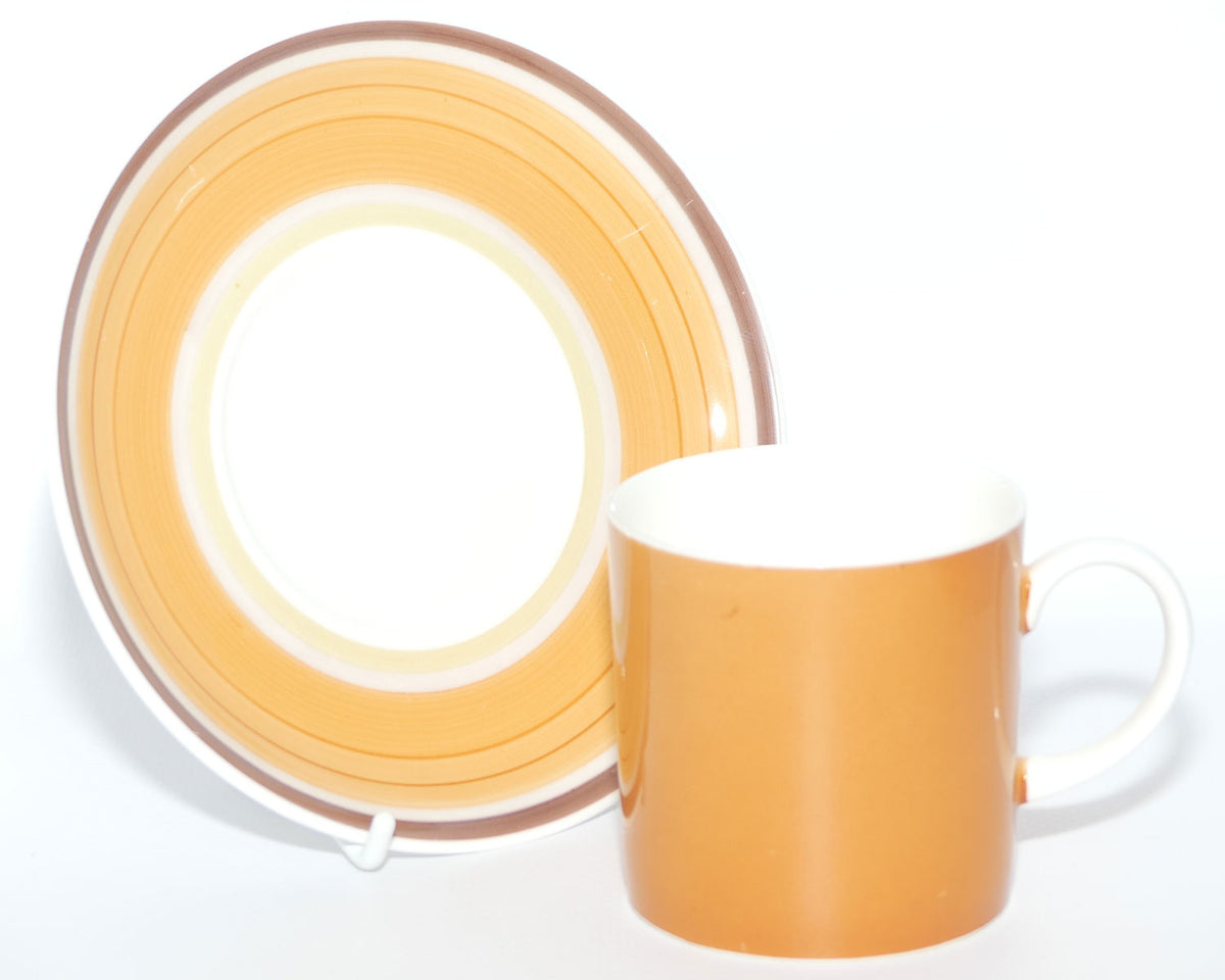 Susie Cooper Gay Stripes series | C2146 Cantaloupe demi tasse duo