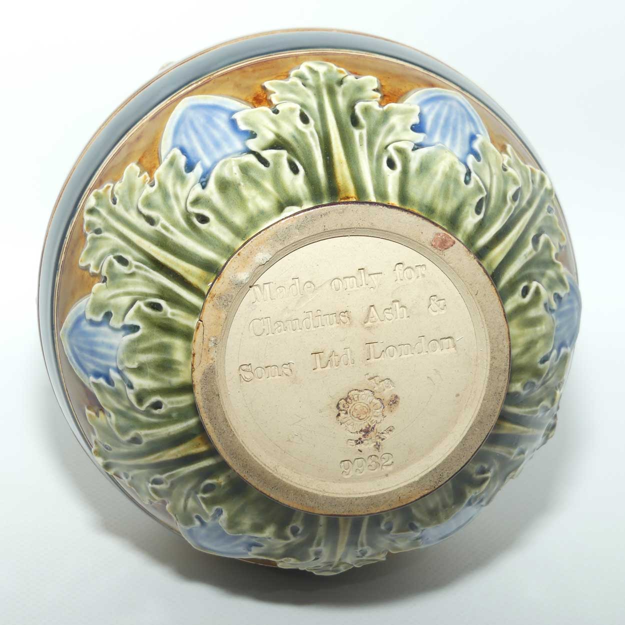 Doulton Lambeth Blue glaze Floral pattern lidded Apothecary Jar | made for Claudius Ash & Sons Ltd London | 9932