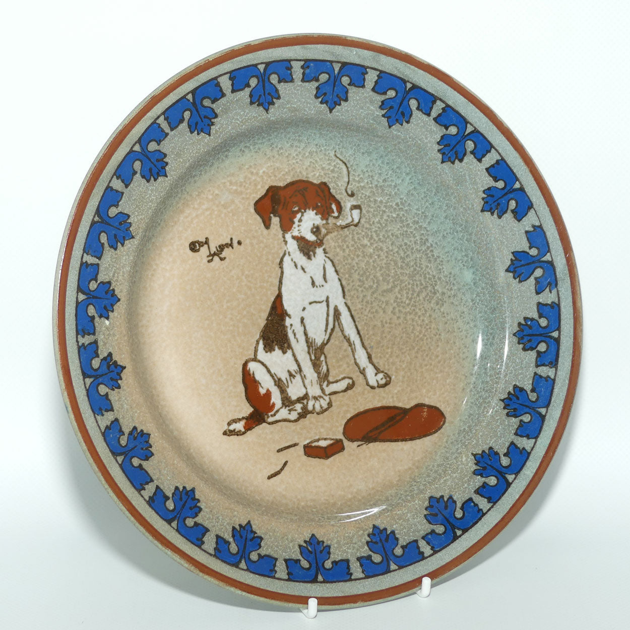 Royal Doulton Cecil Aldins Dogs plate | Dog Smoking Pipe | D1525 | Titanian Glaze