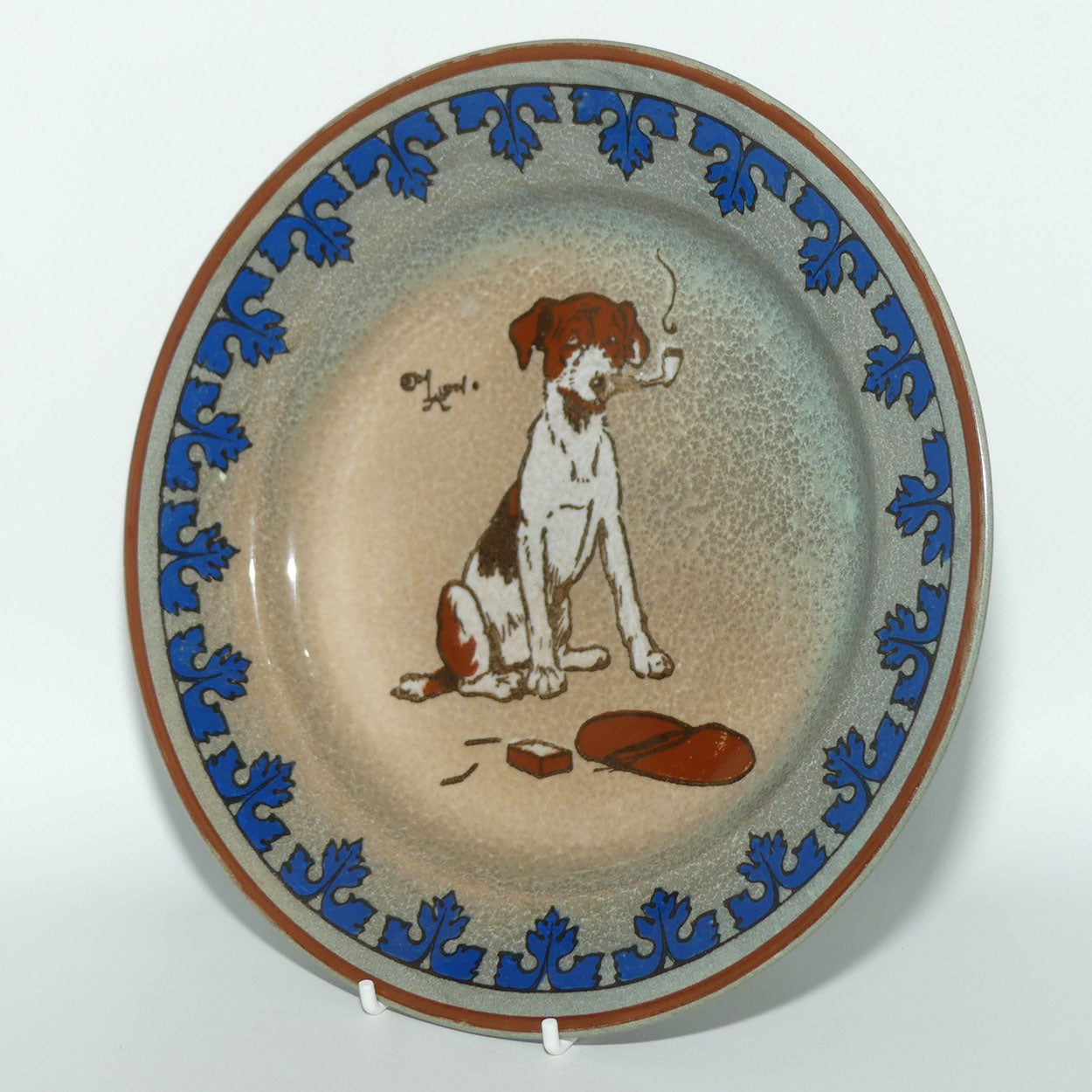 Royal Doulton Cecil Aldins Dogs plate | Dog Smoking Pipe | D1525 | Titanian Glaze