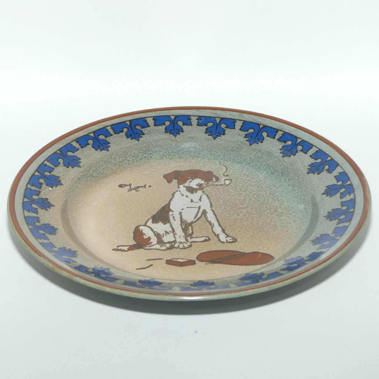Royal Doulton Cecil Aldins Dogs plate | Dog Smoking Pipe | D1525 | Titanian Glaze