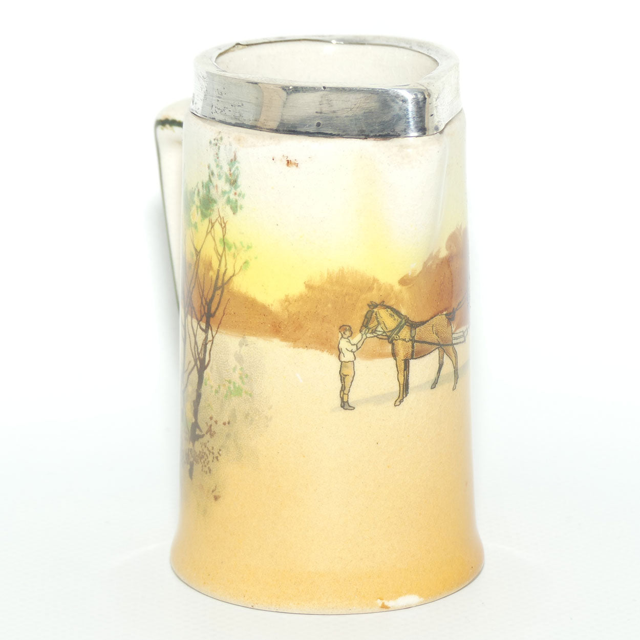 Royal Doulton Coaching Days miniature milk jug | Sterling Silver rim | D2716