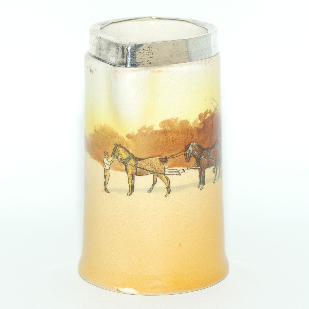 Royal Doulton Coaching Days miniature milk jug | Sterling Silver rim | D2716