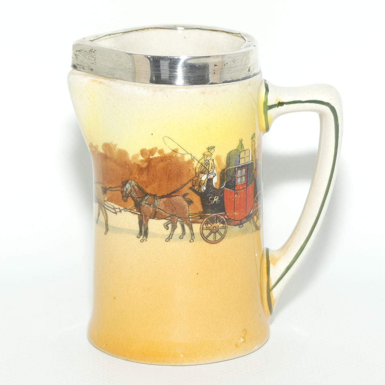Royal Doulton Coaching Days miniature milk jug | Sterling Silver rim | D2716