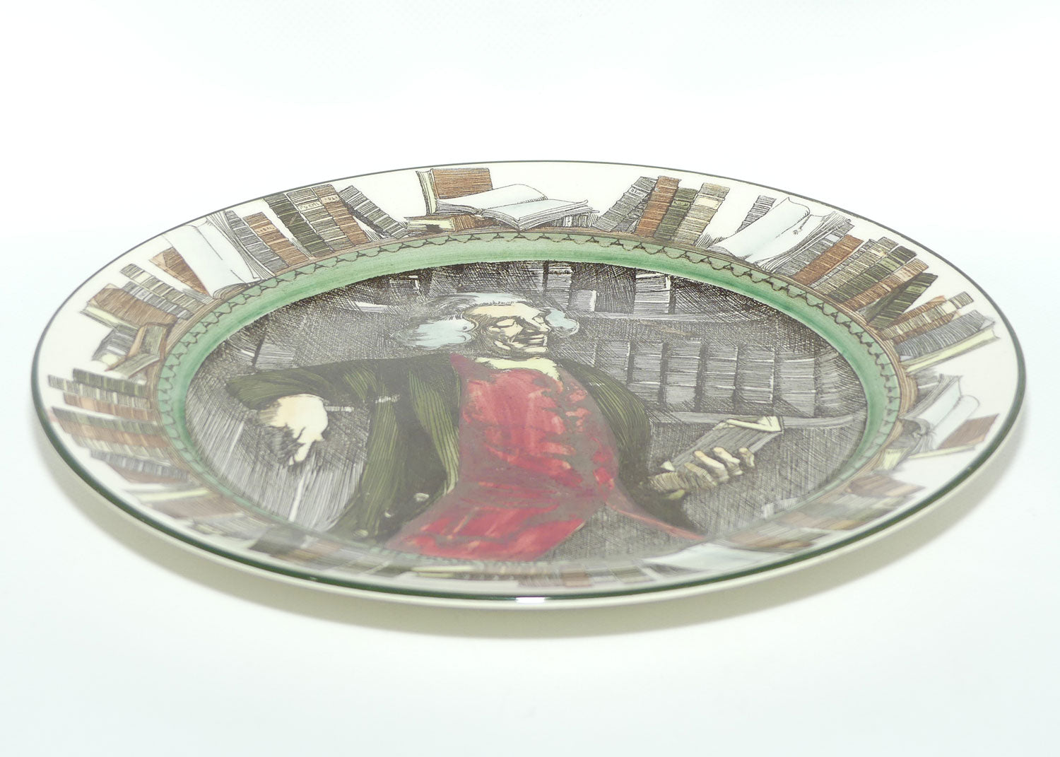 Royal Doulton Professionals series | The Bookworm plate D3089 | Green border | #3