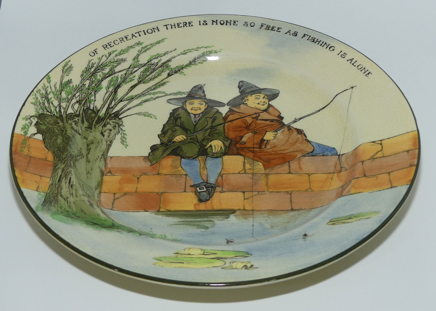 Royal Doulton Gallant Fishers plate | 26.5cm | Of Recreation there is none so free as fishing is alone | D3680
