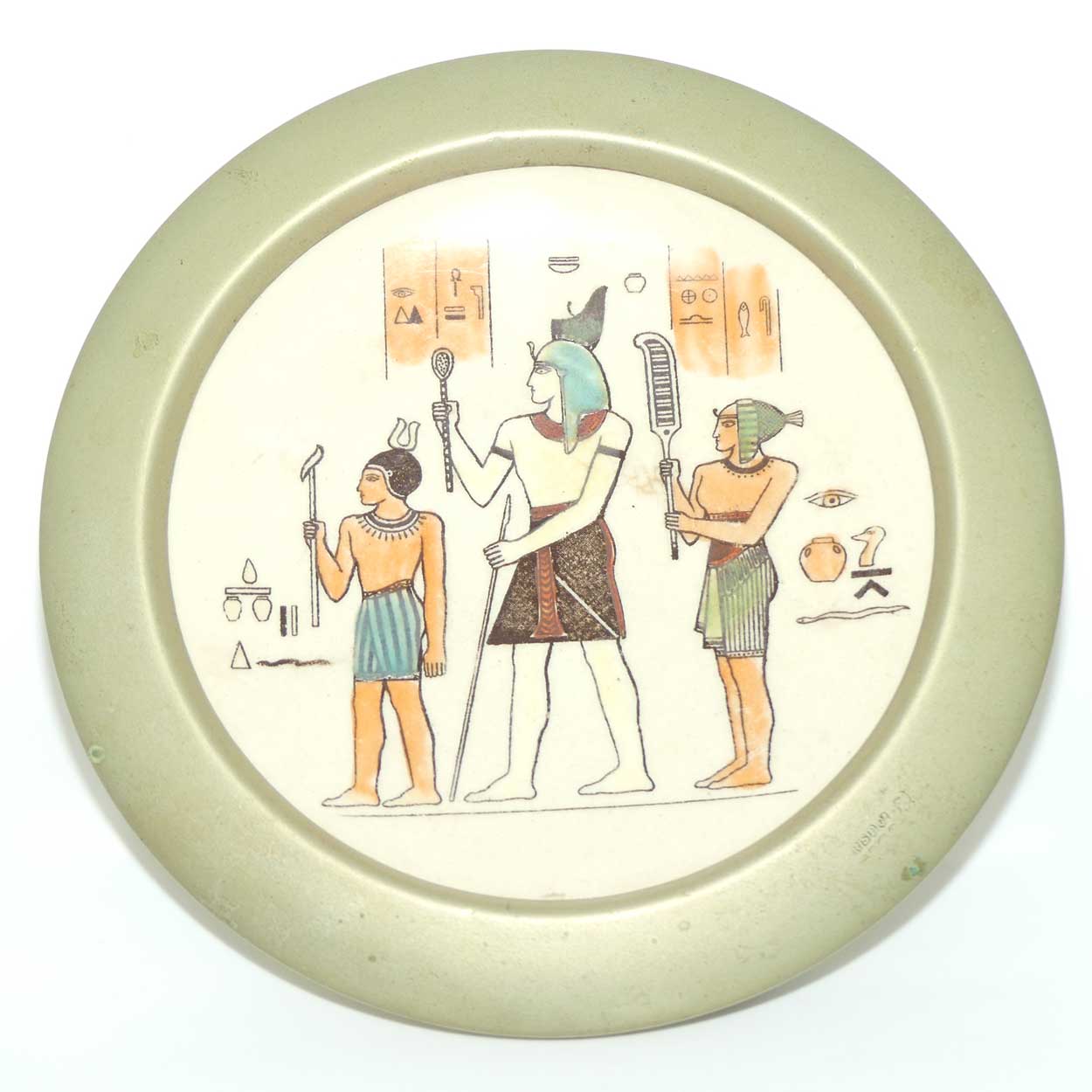 Royal Doulton Egyptian A tea pot trivet in silver plated surround D3419