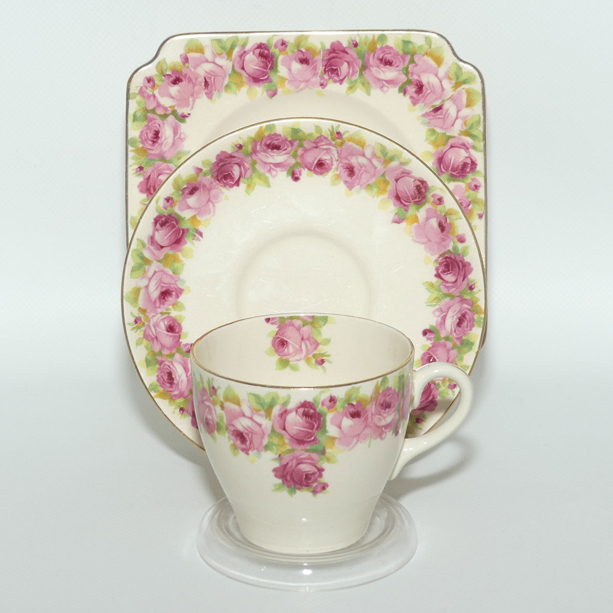 Royal Doulton Raby Rose trio D5533 | Square Plate | #2