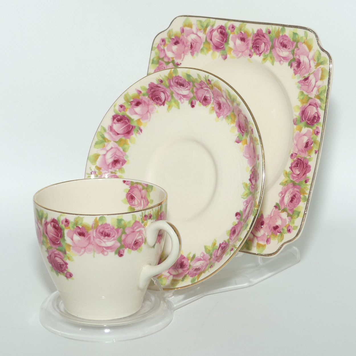 Royal Doulton Raby Rose trio D5533 | Square Plate | #2