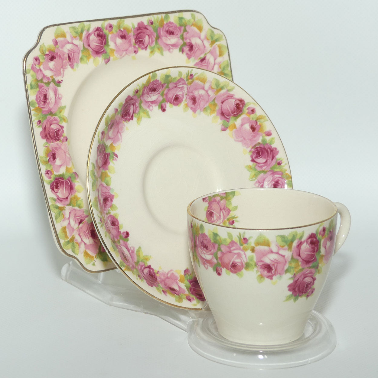 Royal Doulton Raby Rose trio D5533 | Square Plate | #2
