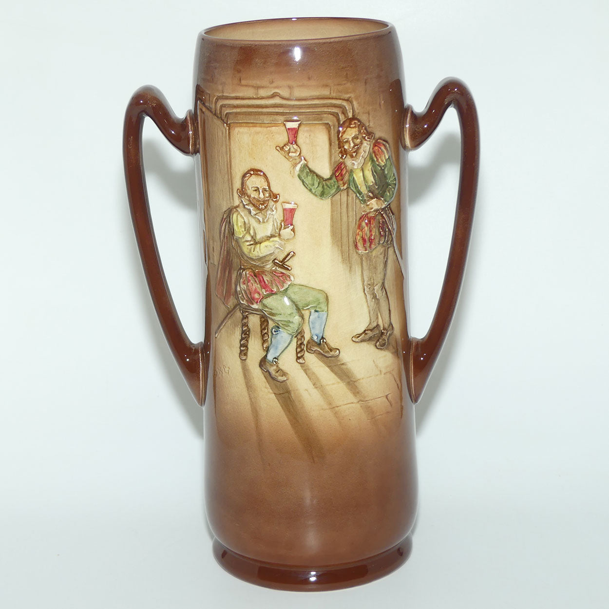 Royal Doulton Aerographed Brown Here's a Health Unto his Majesty double handled vase D5719 | #1