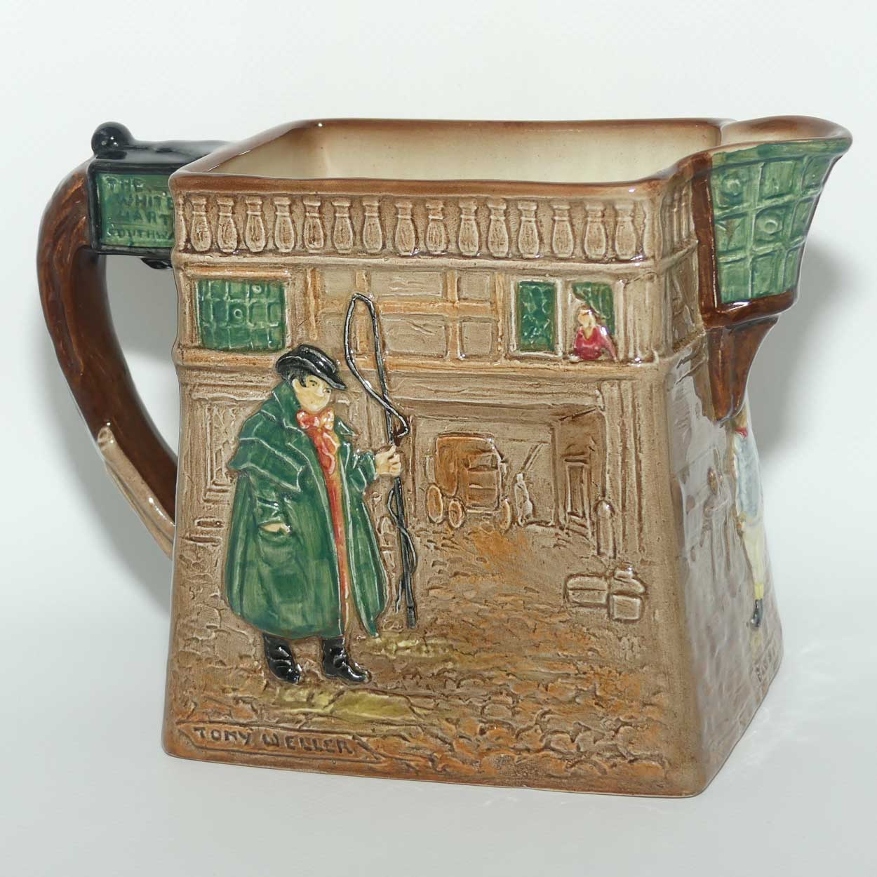 Royal Doulton Dickens G Low Relief Pickwick Papers jug | Many characters outside the White Hart Inn D5756 | #2