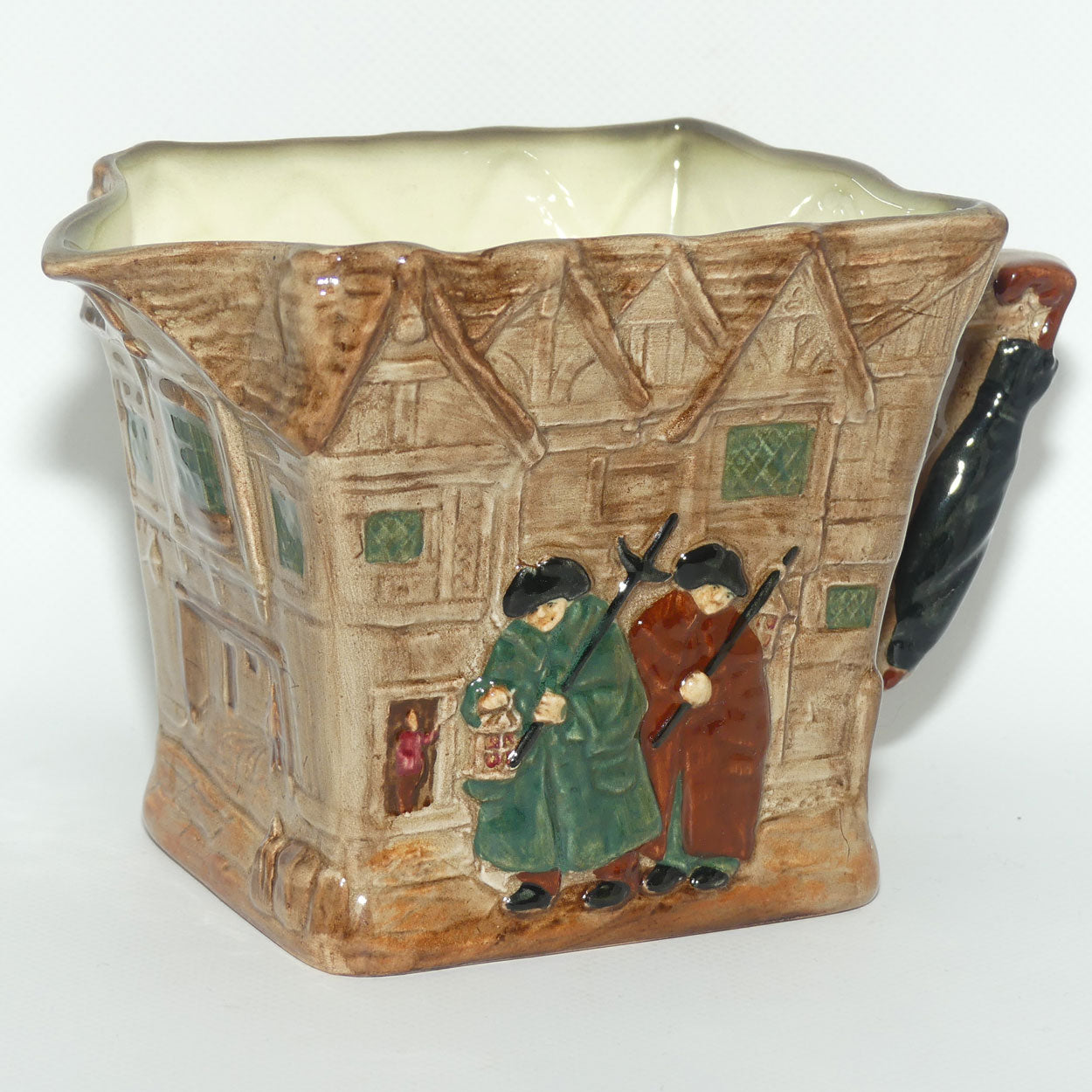 Royal Doulton Dickens G Low Relief Old London jug | Depicts London in Dicken's Day with Old Charley and Sairey Gamp D6291