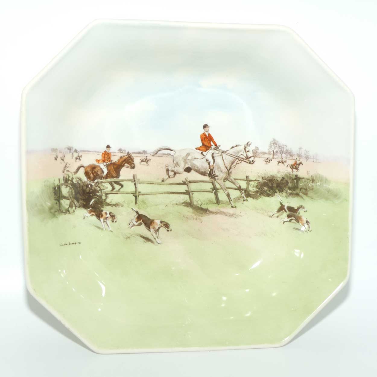 Royal Doulton Fox Hunting octagonal bowl | Posts and Rails | D6326 by Charles Simpson