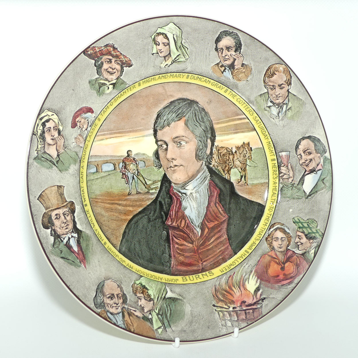Royal Doulton Robert Burns | Robbie Burns Portrait and Characters plate D6344