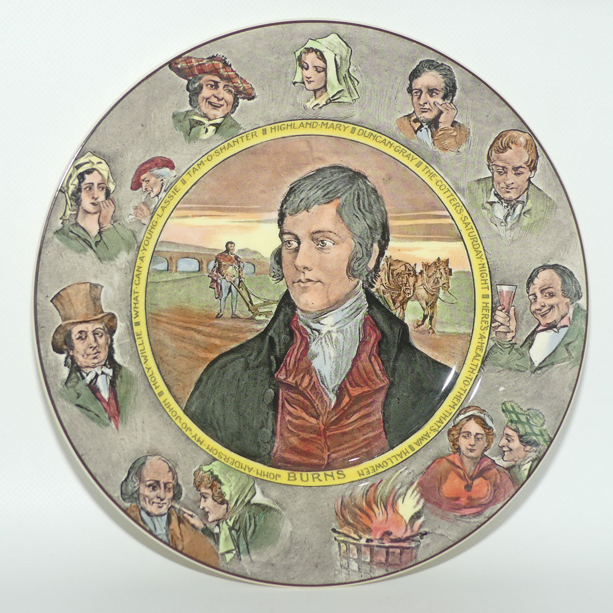 Royal Doulton Robert Burns | Robbie Burns Portrait and Characters plate D6344