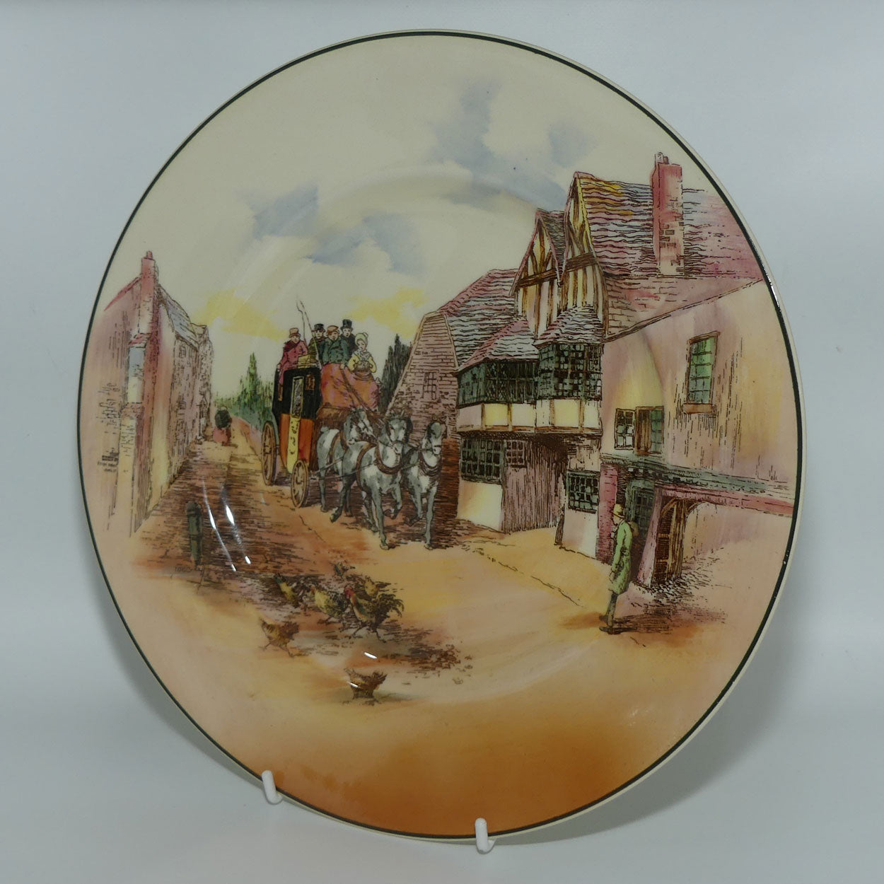 Royal Doulton Old English Coaching Scenes plate | 26cm | Scattered Chickens | D6393