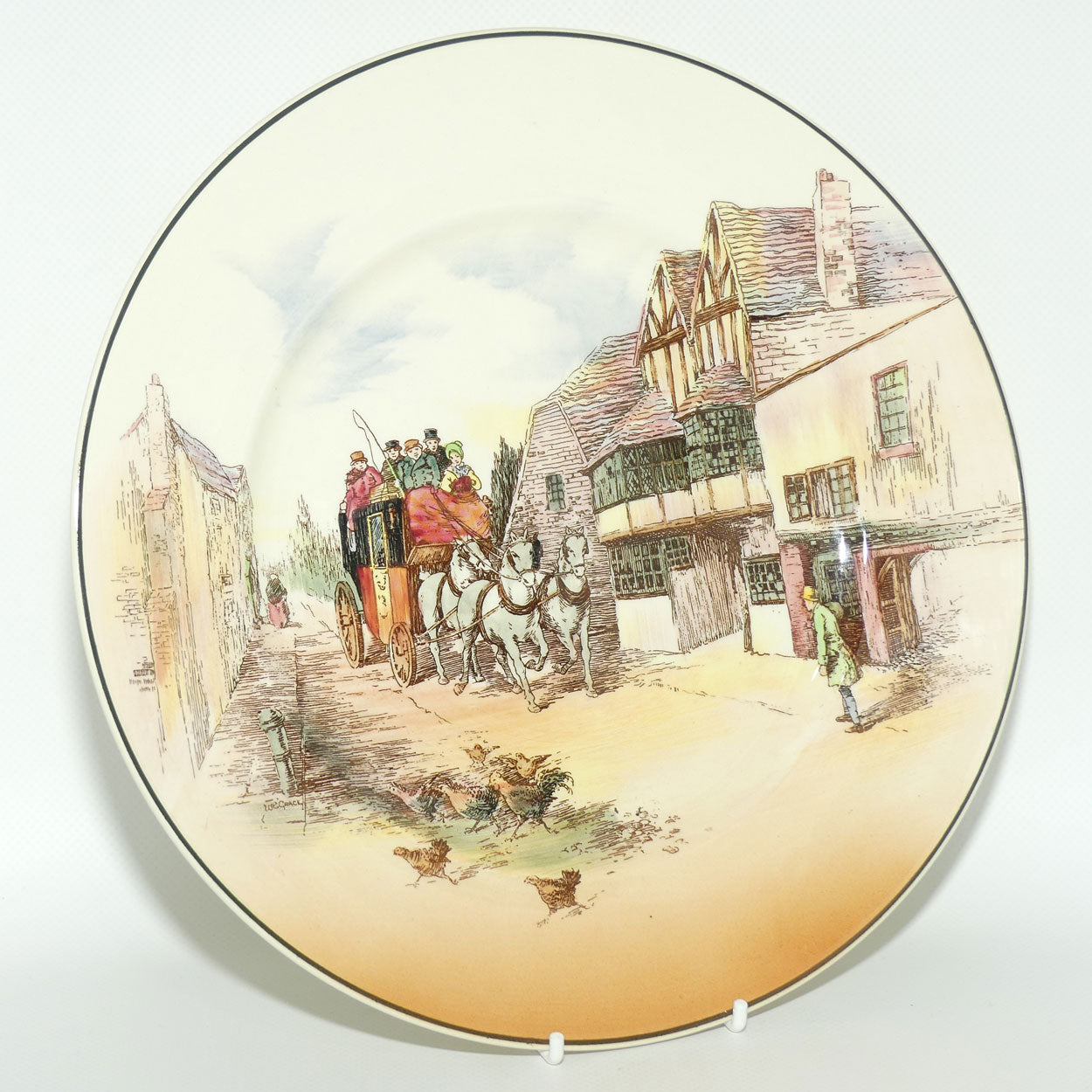 Royal Doulton Old English Coaching Scenes plate D6393 | Scattered Chickens | 26cm | #3