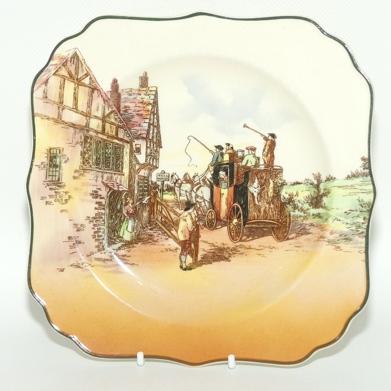 Royal Doulton Old English Coaching Scenes square cabinet plate D6393 | #1