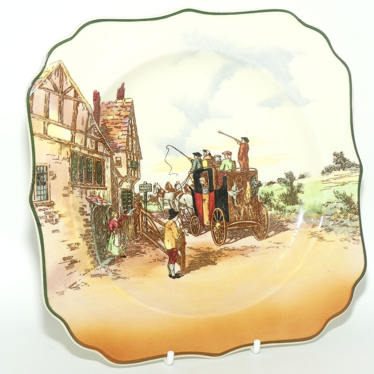Royal Doulton Old English Coaching Scenes square cabinet plate D6393 | #2