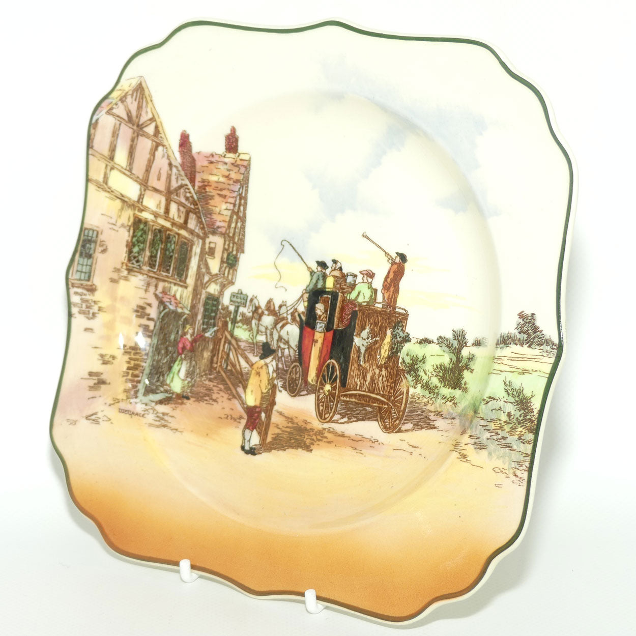 Royal Doulton Old English Coaching Scenes square cabinet plate D6393 | #2
