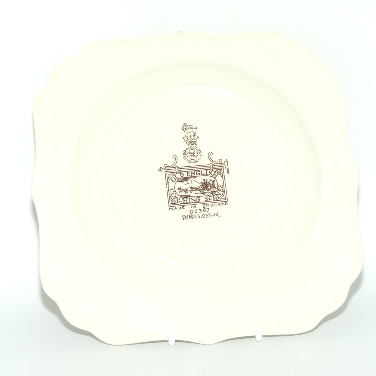 Royal Doulton Old English Coaching Scenes square cabinet plate D6393 | #2