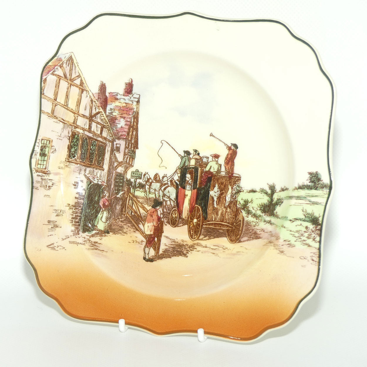 Royal Doulton Old English Coaching Scenes square cabinet plate D6393 | #3