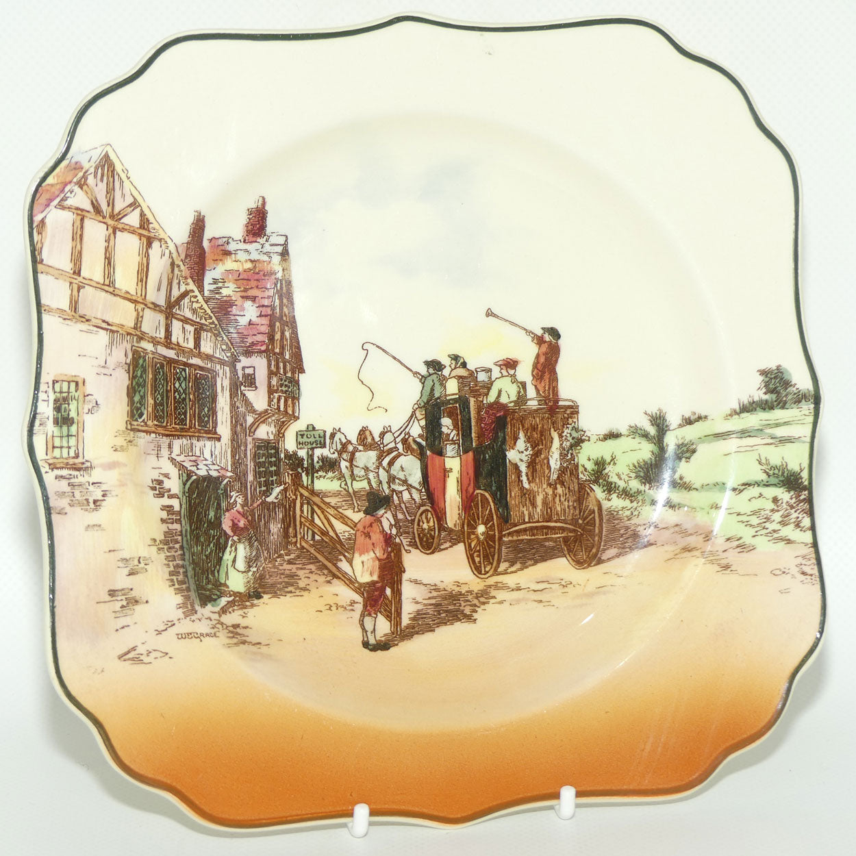 Royal Doulton Old English Coaching Scenes square cabinet plate D6393 | #3