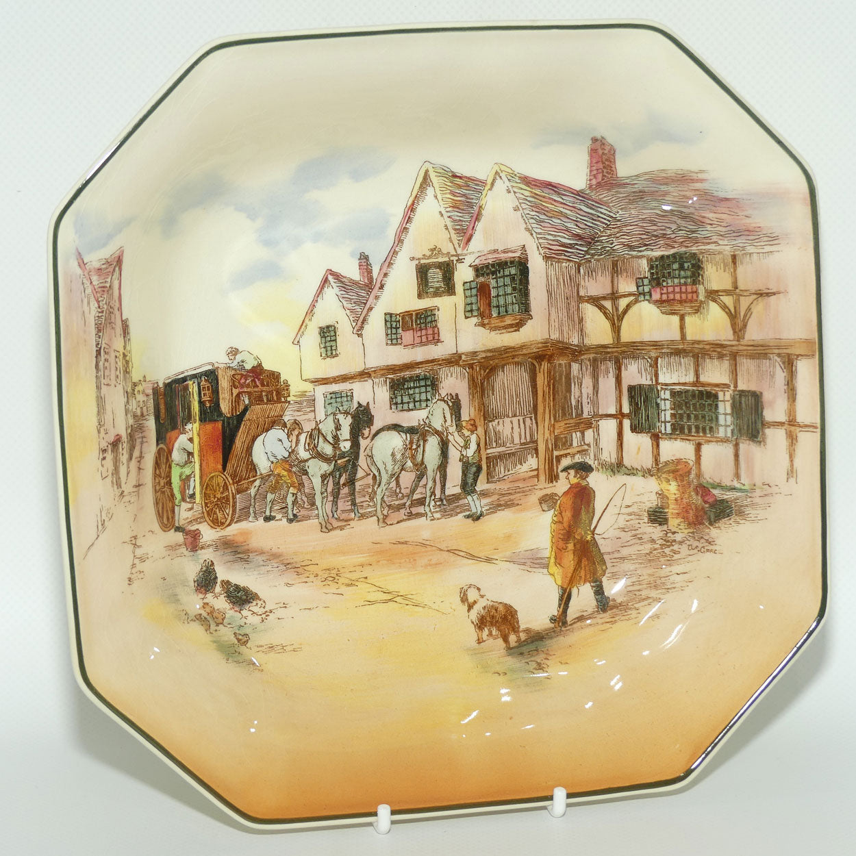 Royal Doulton Old English Coaching Scenes square bowl | D6393