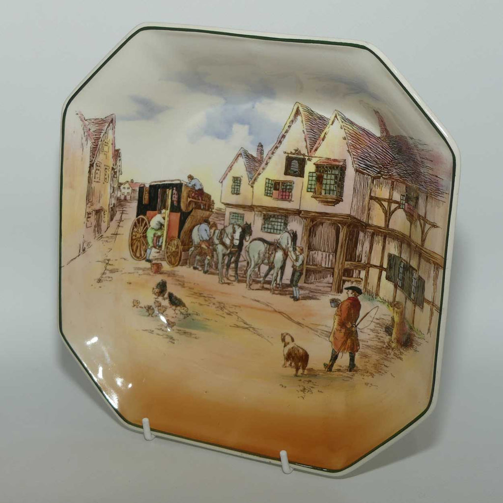 Royal Doulton Old English Coaching Scenes square bowl | D6393 | minor crazing