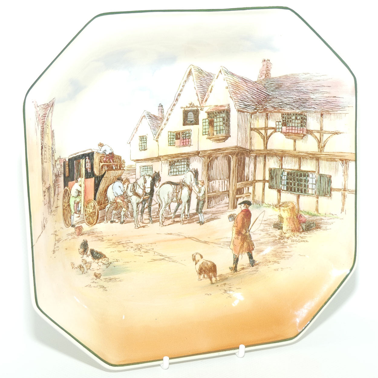 Royal Doulton Old English Coaching Scenes square bowl | D6393 | minor crazing