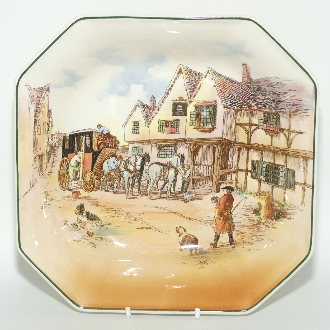 Royal Doulton Old English Coaching Scenes square bowl | D6393 | minor crazing