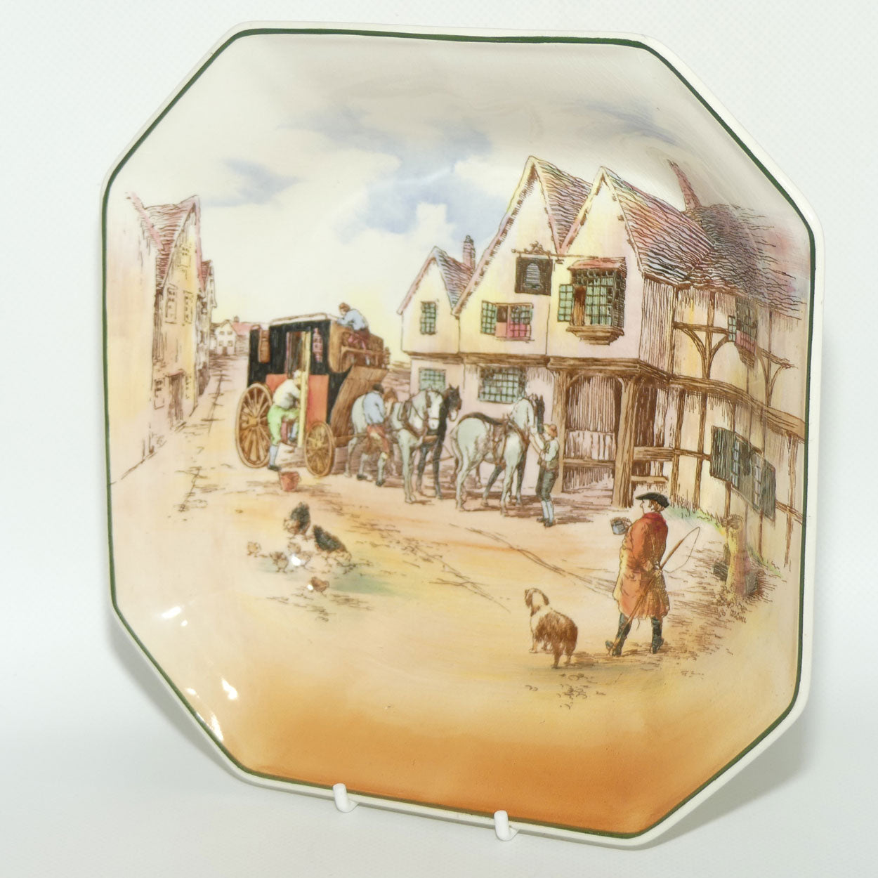 Royal Doulton Old English Coaching Scenes square bowl | D6393 | minor crazing
