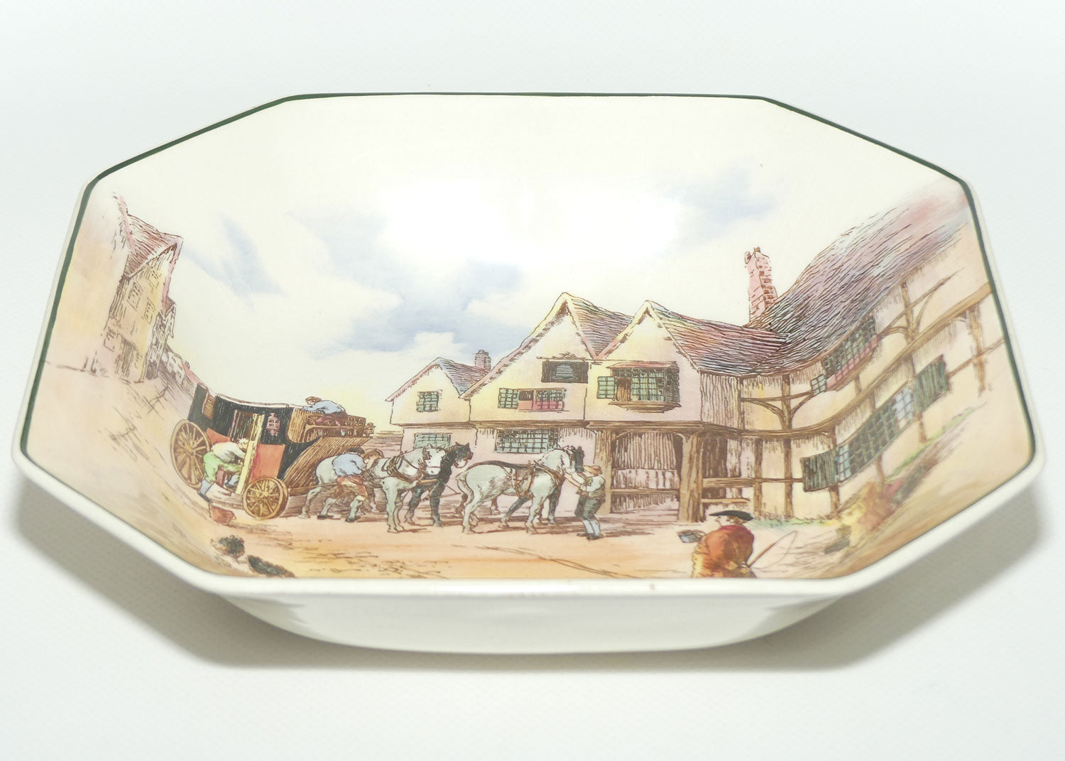 Royal Doulton Old English Coaching Scenes square bowl | D6393 | minor crazing