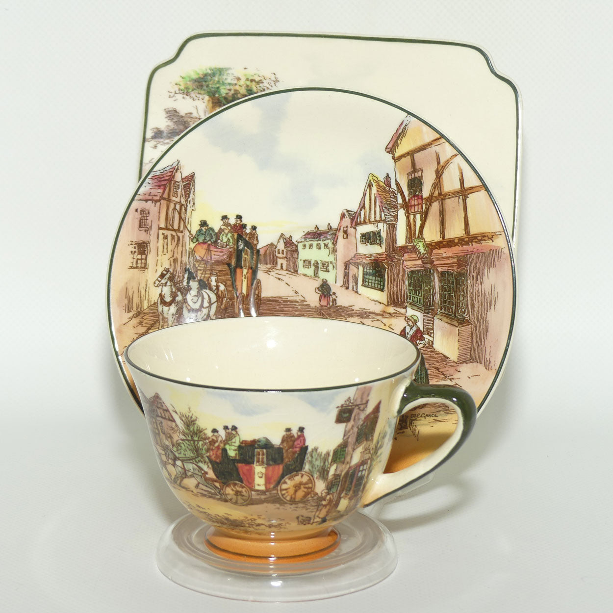 Royal Doulton Old English Coaching Scenes tea trio D6393