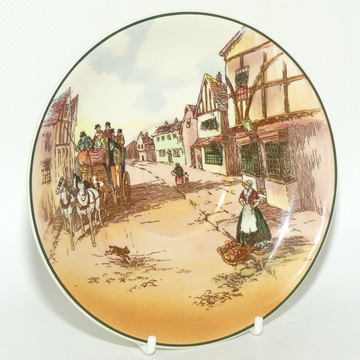 Royal Doulton Old English Coaching Scenes tea trio D6393