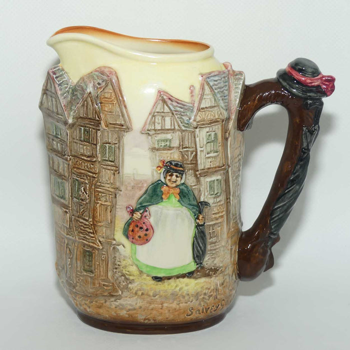 Royal Doulton Dickens G Low Relief Sairey Gamp jug with Hat and Umbrella handle D6395 | #1