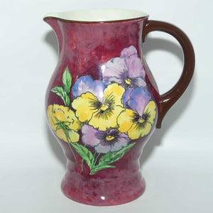 Royal Doulton Pansy D6402 large jug | Flowers on Mottled Background