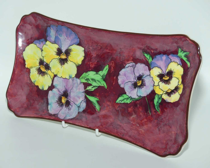 Royal Doulton Pansy D6402 sandwich tray | Flowers on Mottled Background