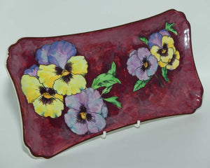 Royal Doulton Pansy D6402 sandwich tray | Flowers on Mottled Background