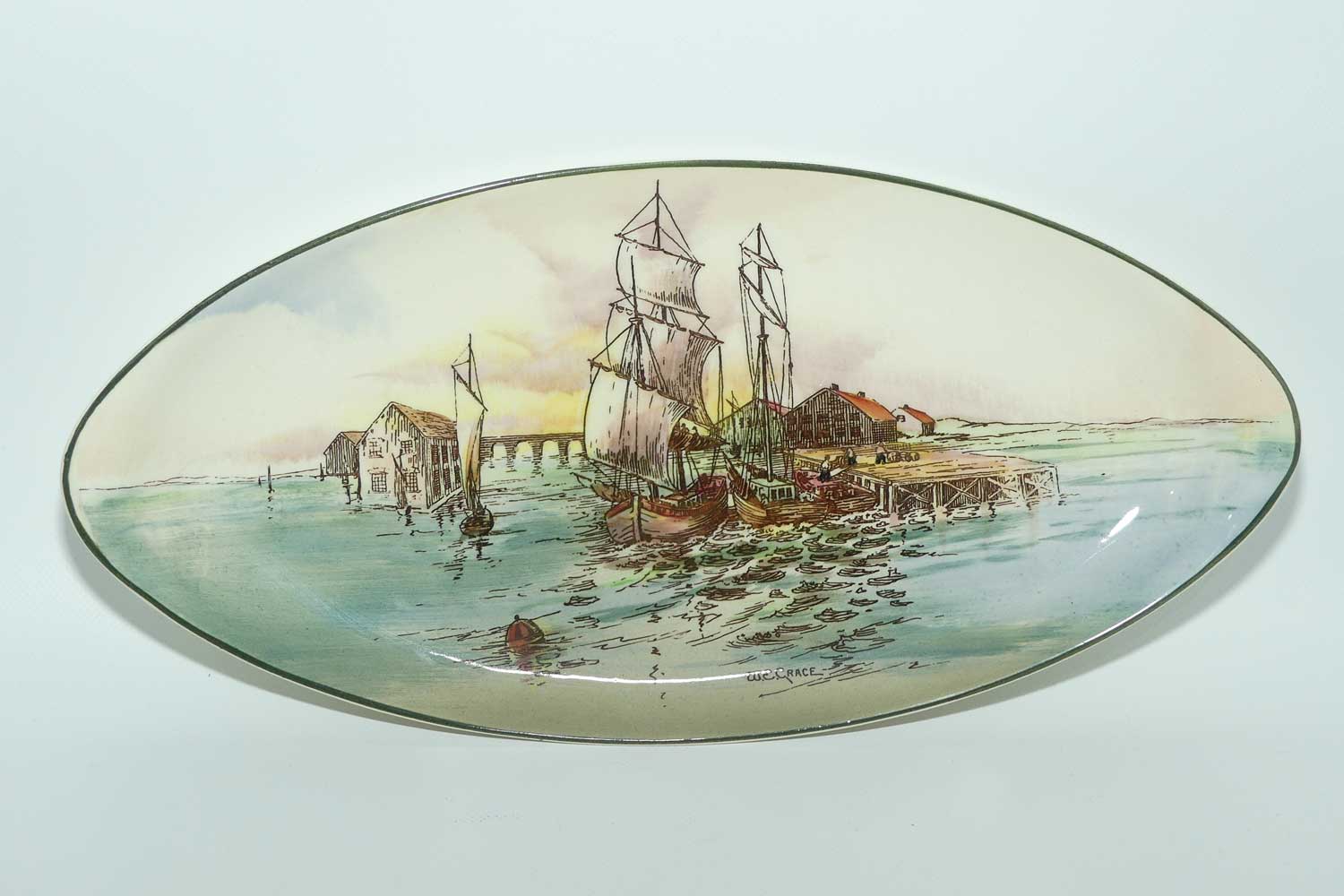 Royal Doulton Home Waters oval handled tray D6434 | Shape 8384