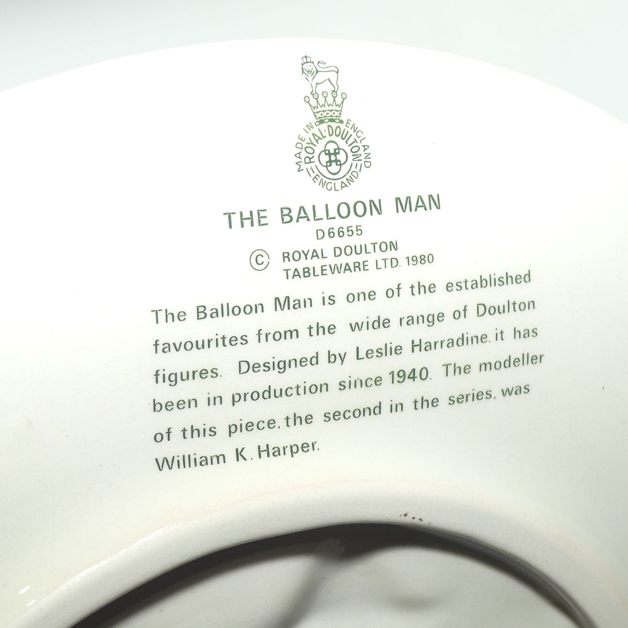 Royal Doulton The Balloon Man plate D6655 | designed to accompany HN1954 Royal Doulton figure The Balloon Man