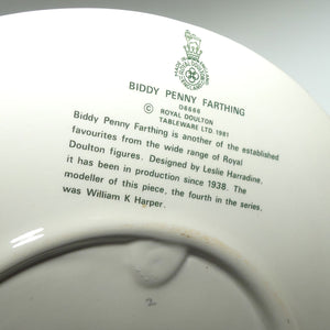 Royal Doulton Biddy Penny Farthing plate D6666 | designed to accompany HN1843 Royal Doulton figure Biddy Pennyfarthing