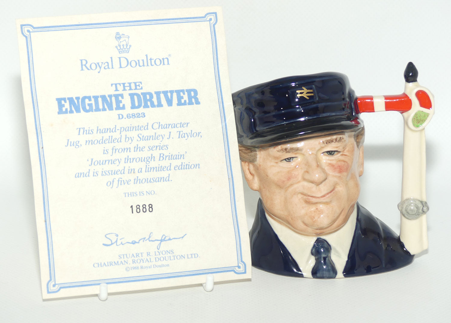 D6823 Royal Doulton small character jug The Engine Driver | LE 1888 + Cert